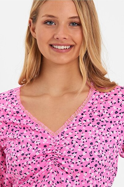 ESPİNA Μπλούζα με λαιμόκοψη V - Μπροστινό μαζεμένο