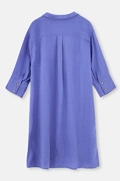 Dagi Λιλά πουκάμισο με γιακά μακρύ λινό πουκάμισο Pareo