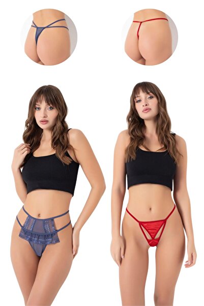 DONEX Kadın Dantelli Tanga Paketi 10'lu Paket