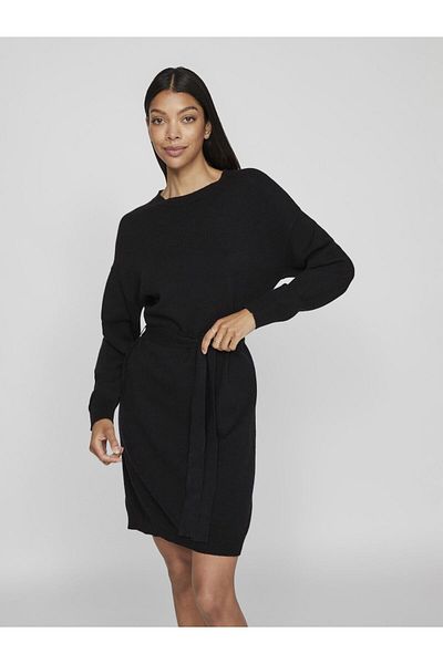 VILA Strickkleid mit kurzem Gürtel