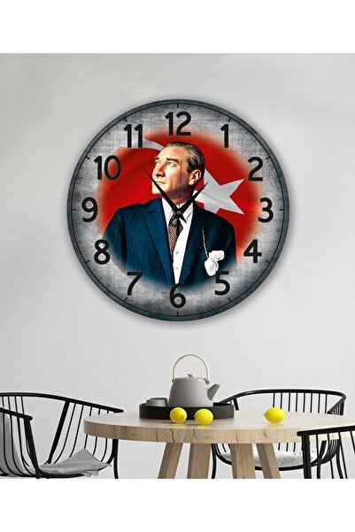 Bilge Lazer bilge Tasarım retro ATATÜRK temalı Duvar Saati 35 x 35 CM