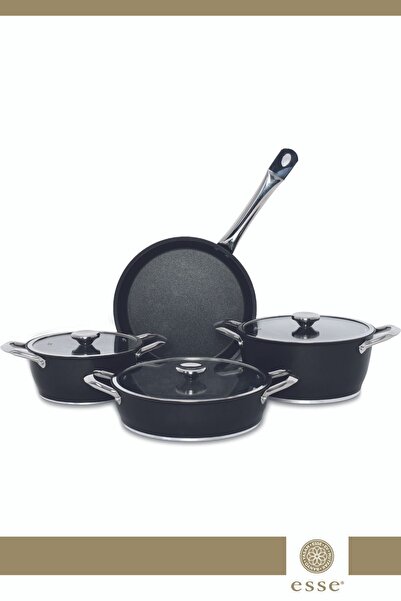 Esse Pro Titanium Pan Cookware Cooking Set 7 Pieces Black E0022