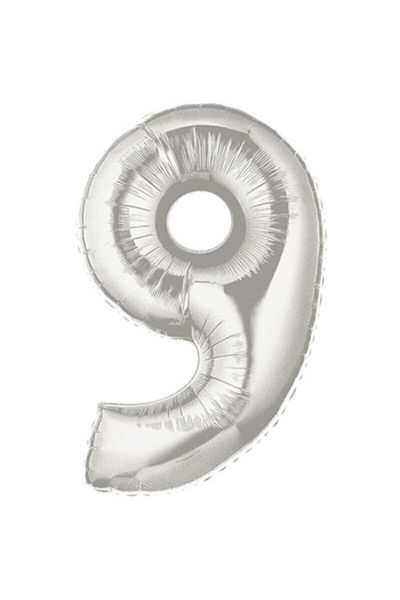 CAVAŞ sun hat 9 Number Silver Foil Balloon 32inc 80 Cm