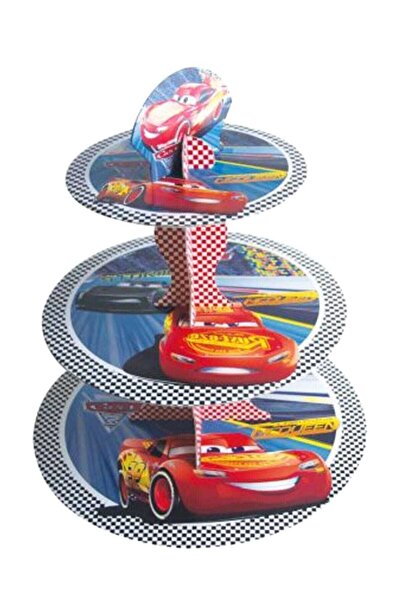 Genel Markalar 3 Katlı Karton Cupcake Standı The Cars Temalı Kek Standı