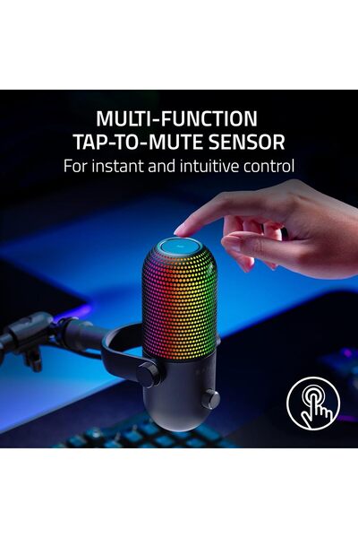RAZER ميكروفون Seiren V3 Chroma RGB USB مع خاصية النقر لكتم الصوت - أسود