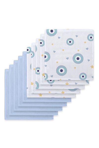 DEUX LAPINS 100% Cotton Baby Mouth Diaper Pack - Le Nazar & Endless Blue 10 Pieces