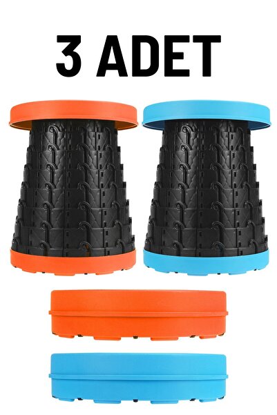 Apricot 3 Lü Set Okul/Kamp/Bahçe/Konser/Piknik Çok Amaçlı Pratik Katlanır Kırmızı/Mavi Taburetik Tabure