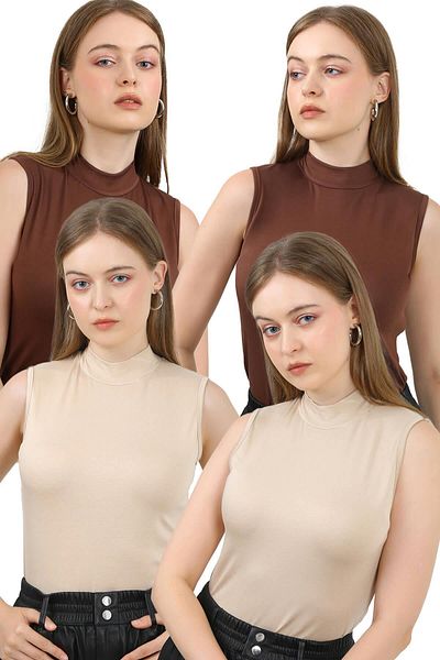 JustMORE Set de 4 body fără mâneci pentru femei