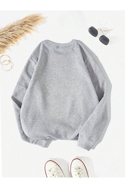 Deocept Unisex Star Patterned Oversize Crew Neck Sweatshirt