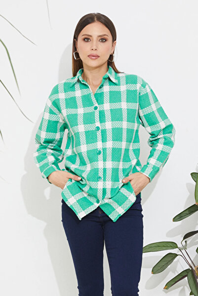 Go Veform Жіноча сорочка з зеленим картатим візерунком - ZN5019