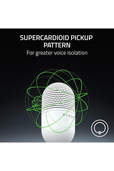 RAZER Seiren V3 Mini Ultra Kompakt USB Mikrofon Dokunarak Sessize Alma Özellikli - Beyaz
