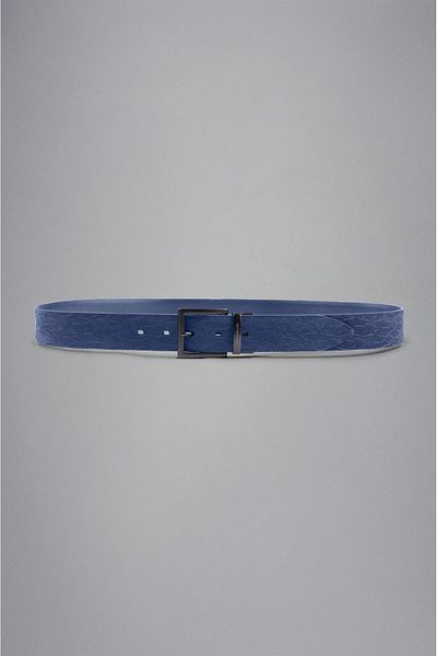 PAUL&SHARK Men's Blue Embossed Logo Belt - Adjustable Metal Buckle,14316031-050