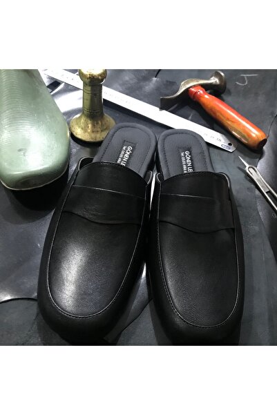 Gönen Leder Erkek Hakiki Deri EL YAPIMI SİYAH DAMAT TERLİĞİ GI699546