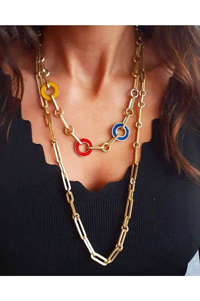 Juju Bronze Round Enamel Necklace
