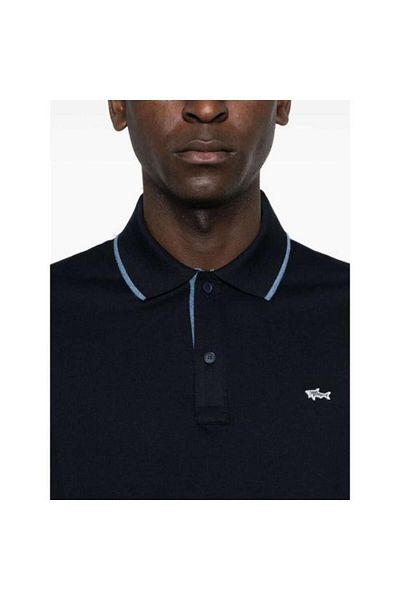 PAUL&SHARK Tricou cu gât polo pentru bărbați albastru închis - bumbac, mânecă scurtă, utilizare casual 14311716 -050