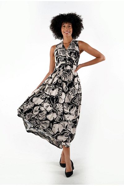 ALEXANDERGARDI Rochie fără mâneci cu guler dublu cu model - B24-00137 03