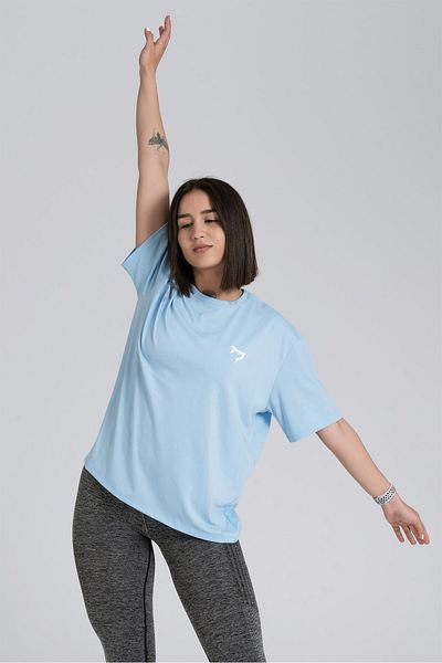 Gymwolves Übergroßes Damen-T-Shirt | Hellblau | Baumwollserie |