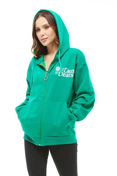 Go Veform Hanorac de damă cu fermoar cu buzunar cangur verde ZN5025