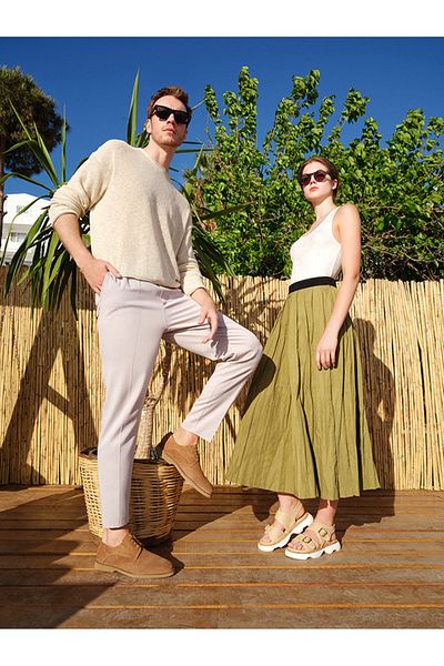 Greyder Sandale de damă din piele naturală bej 4Y2AS59058