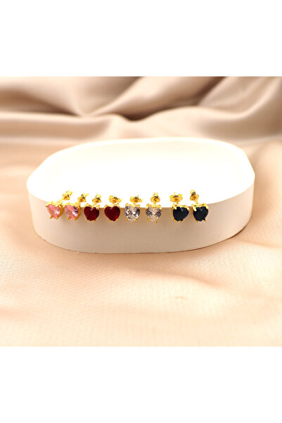 Silveranka 925 Ayar Gümüş Kalp Taşlı Küpe