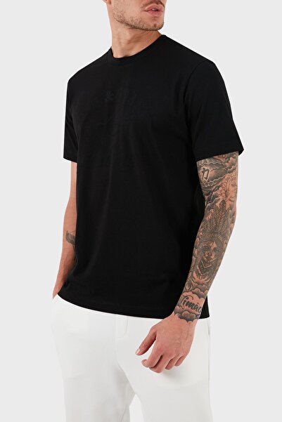 PAUL&SHARK Men's Round Neck Black T-Shirt - Short Sleeve, Brand Logo, 13311614 -011