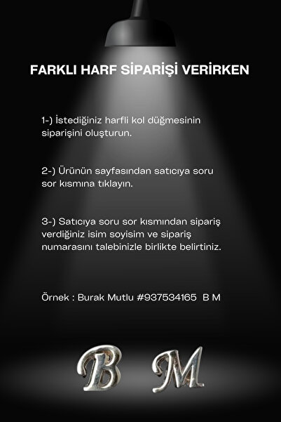 BAYEFENDİ Kişiye Özel Çift Harfli Gümüş Renk Kol Düğmesi N Harfi
