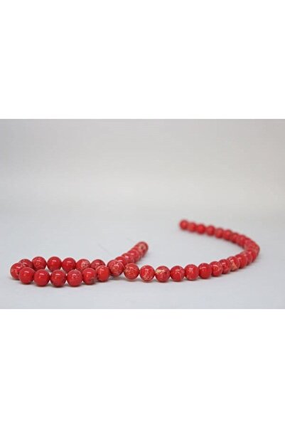 Yasamtohumu Jumătate de șuviță roșu rodie 8 mm - Piatra Varicite de lungime pentru brățară (18 cm lungime)