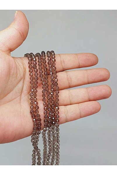 Yasamtohumu Brățară Smoky de 4 mm cu piatră de cuarț - jumătate de șuviță (51248) (18 cm lungime)