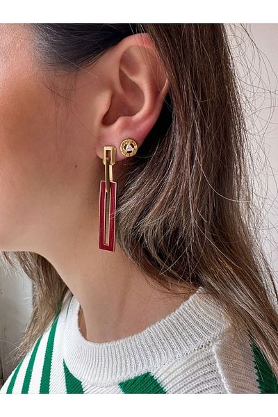 Juju Bronze Colored Angled Earrings