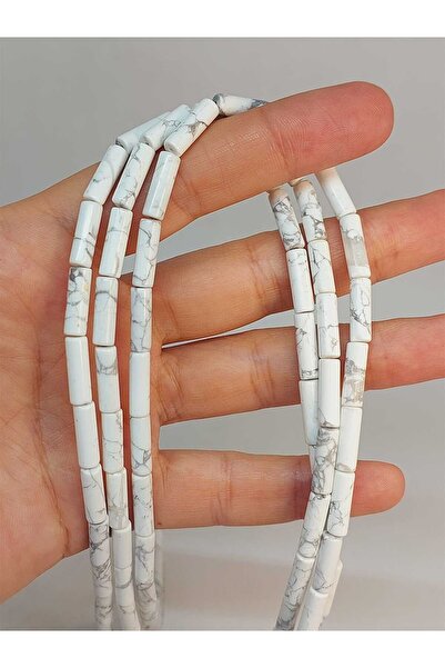 Yasamtohumu 4x12.5mm cilindar kroj dužina narukvice Howlite kamen - pola niza...