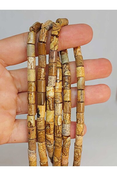 Yasamtohumu Narukvica od jaspisnog kamena, cilindar kroj - 5.5x7.5mm pola nit...