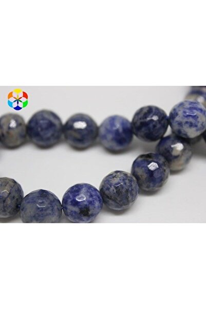 Yasamtohumu Brățară cu tăietură fațetată de 12 mm cu piatră de sodalit - lungime jumătate de șuviță (lungime de 18 cm)