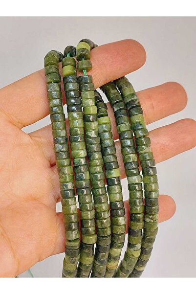 Yasamtohumu Bileklik Boy Yeşim Taşı Şekilli 3x6mm Yarım Dizi (49338) (18CM UZ...