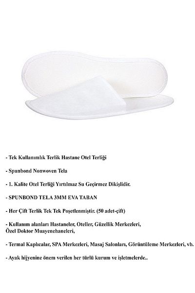 ayliz plast&ambalaj Plast Ambalaj 50 Pieces Double Disposable Hotel Slippers White Double Packaged