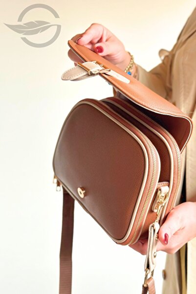 GALB LEATHER حقيبة كتف نسائية مميزة متوسطة الحجم مع غطاء متعدد الأقسام مناسبة للاستخدام اليومي