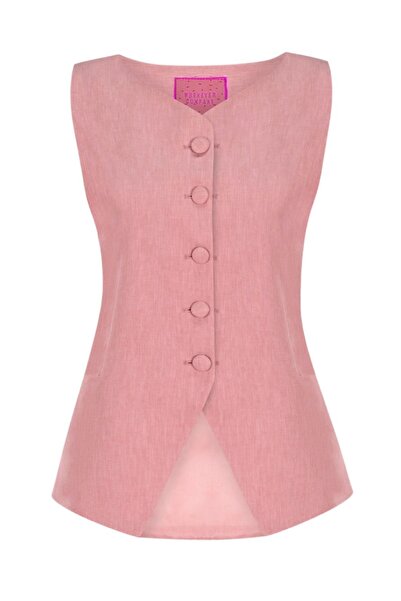 Whenever Company Gül Kurusu Fit Önden Düğmeli Yelek