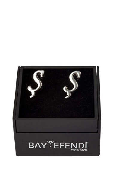 BAYEFENDİ Çift Harfli Gümüş Renk Kol Düğmesi Ş Harfi