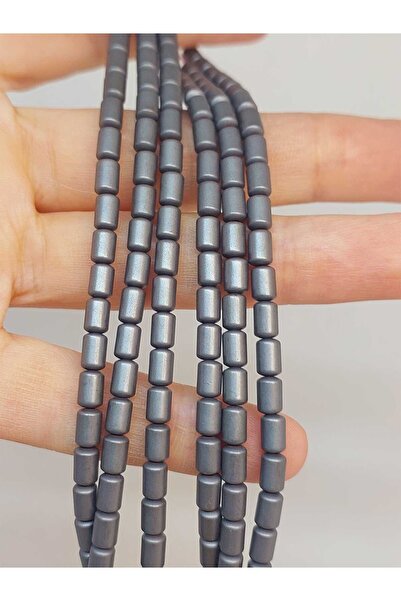Yasamtohumu Браслет з гематиту з каменем - півнитка 4*5,5 мм (довжина 18 см)