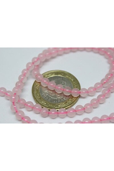 Yasamtohumu Bileklik Boy Pembe Kuvars Taşı Yarım Dizi 4mm 18cm