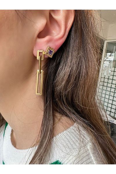 Juju Bronze Long Angled Earrings