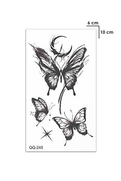 BiWini Hilal Ve Kelebek Göğüs Arası Geçici Dövme Tattoo
