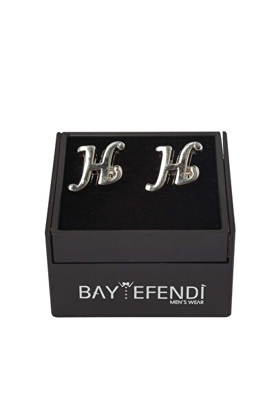 BAYEFENDİ Kişiye Özel Çift Harfli Gümüş Renk Kol Düğmesi H Harfi