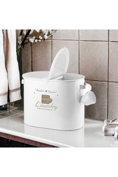 Laundry Μεταλλικός θήκης απορρυπαντικού Λευκός 12 Lt Lr005
