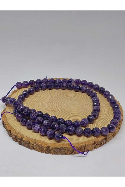 Yasamtohumu Brățară cu tăietură cu fațete din piatră prețioasă ametist - jumătate de șuviță 10 mm (51410) (LUNGIME DE 18 CM)