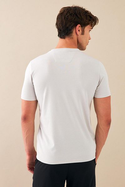 Escetic Ανδρικό γκρι Slimfit αθλητικό μπλουζάκι - O-Neck, αναπνεύσιμο, βαμβακερό ύφασμα Mercerized T0095
