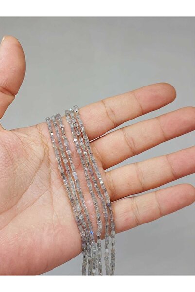 Yasamtohumu Brățară în formă de cub de piatră de labradorit - 2 mm, lungime 1...