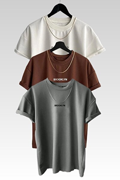 MEİLİFENG Pachet de 3 tricouri unisex cu imprimeu Brooklyn