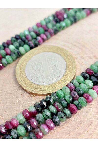 Yasamtohumu RUBIZOIT-RUBYZOISIT Bracelet Length Anilite Stone - Washer Facet Cut, Half String, 2.5*4mm (Length 18cm)