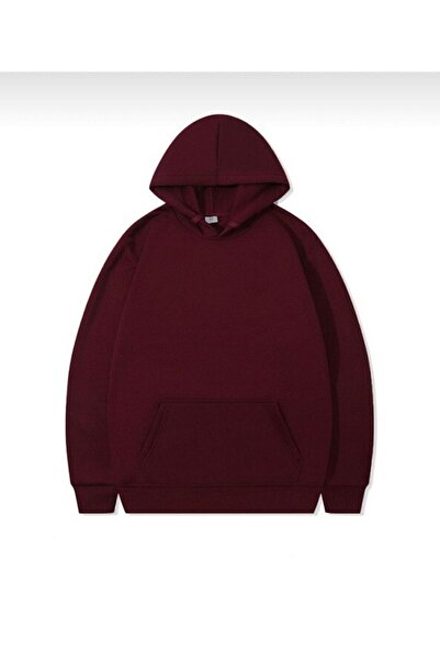 TA COLLECTİON Unisex Φούτερ με κουκούλα σε μπορντό χρώμα, στενή εφαρμογή, με ...