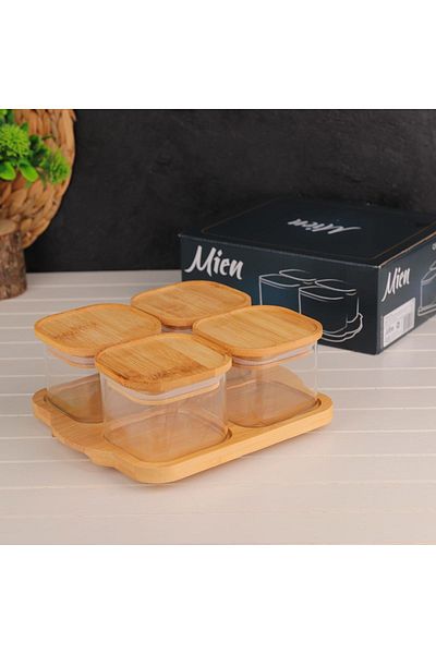 MİEN Mien Set of 4 Borosilicate Glass Breakfast Set
